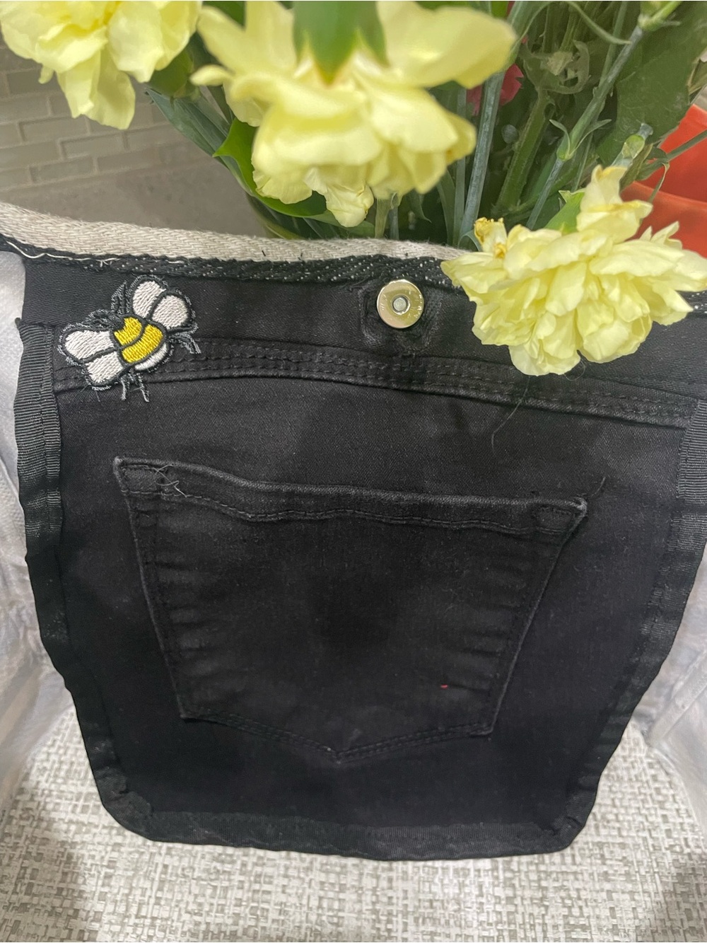 Handmade by Martini Pink Striped Tote Bag with dimensional Red Heart and Rose. - Picture 7 of 12
